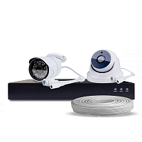 Комплект видеонаблюдения IP Ps-Link KIT-B202IP-POE   2Мп   2 камеры   питание POE