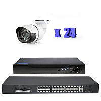 Комплект видеонаблюдения IP Ps-Link KIT-C224IP-POE   2Мп   24 камеры   питание POE