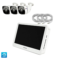 Комплект видеонаблюдения IP Ps-Link KIT-C503IP-POE-LCD   5Мп   3 камеры   монитор