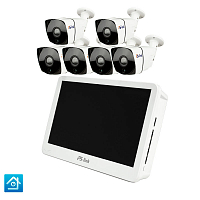 Комплект видеонаблюдения IP Ps-Link KIT-C206IP-POE-LCD   2Мп   6 камер   монитор