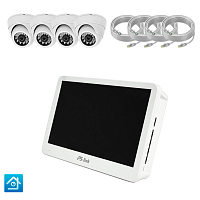 Комплект видеонаблюдения IP Ps-Link KIT-A204IP-POE-LCD   2Мп   4 камеры   монитор