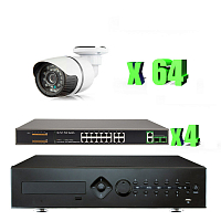 Комплект видеонаблюдения IP Ps-Link KIT-C264IP-POE   2Мп   64 камеры   питание POE