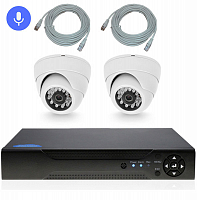 Комплект видеонаблюдения IP Ps-Link KIT-A202IPM-POE   2Мп   2 камеры   запись звука
