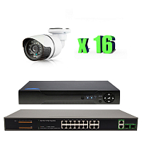 Комплект видеонаблюдения IP Ps-Link KIT-C216IP-POE   2Мп   16 камер   питание POE