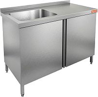 НСЗ1М-16/6БЛ стол с ванной  моеч. 1 секц. (500х400х250) слева, закрыт., распаш двери, HICOLD RUS