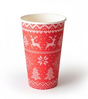 Стакан бумажный для горячих напитков Зимние узоры 400мл