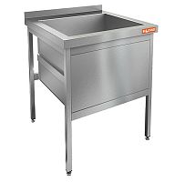 Н1МКС-8/8 стол-моечная ванна - котломойка с площадкой под смеситель, 1секц. (670х620х438), HICOLD