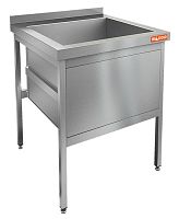 Н1МКС-7/7 стол-моечная ванна - котломойка с площадкой под смеситель, 1секц. (570х520х438), HICOLD