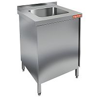 НСЗ1М-6/6БЛ стол с ванной  моеч. 1 секц. (400х400х250), закрыт., с левой распаш. дверцей, HICOLD RUS