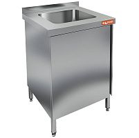 НСЗ1М-6/7БЛ стол с ванной  моеч. 1 секц. (500х400х250), закрыт., с левой распаш. дверцей, HICOLD RUS