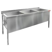 Н3МКС-21/7 стол-моечная ванна - котломойка с площадкой под смеситель, 3секц. (570х520х438), HICOLD