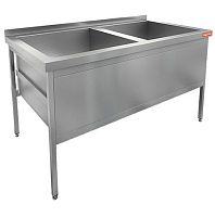 Н2МКС-16/8 стол-моечная ванна - котломойка с площадкой под смеситель, 2секц. (670х620х438), HICOLD