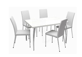 Стол "Степ хром" + стулья "Марио хром" Стол "Степ хром" + стулья "Марио хром"