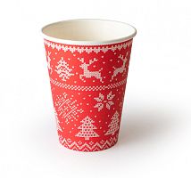 Стакан бумажный для горячих напитков Зимние узоры 300мл