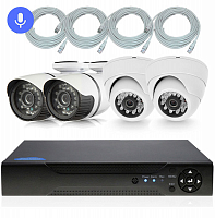 Комплект видеонаблюдения IP Ps-Link KIT-B204IPM-POE 2Мп 4 камеры запись звука Комплект видеонаблюдения IP Ps-Link KIT-B204IPM-POE 2Мп 4 камеры запись звука