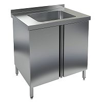 НСЗ1М-8/7Б стол с ванной  моеч. 1 секц. (500х500х300), закрыт., распаш двери, HICOLD RUS