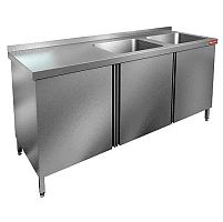 НСЗ2М-15/6БП стол с ванной  моеч. 2 секц. (500х400х250) справа, закрыт., распаш двери, HICOLD RUS