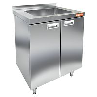 НБМСЗМ-6/5Б (+100мм столешн.) модуль барный- стол закрыт. с бортом, с мойкой (400х350х175)