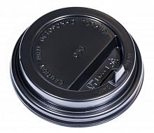 Крышка для стакана 300-500мл D 90мм пластик черный с носиком (новая форма)